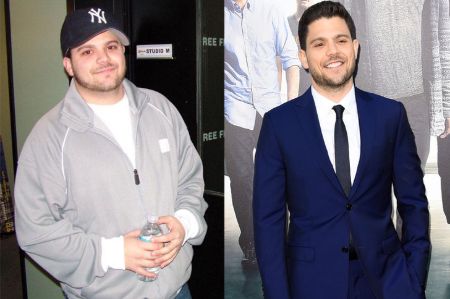 Before weight-loss and after weight-loss picture of Jerry Ferrara.